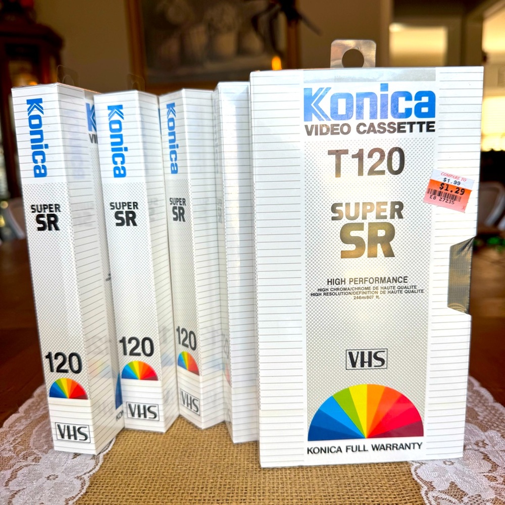 Konica Super SR T 120 Blank VHS Tapes New Old Stock Sealed Vintage Props